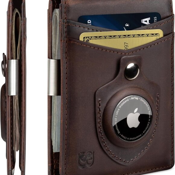 Texas Brown Minimalist Wallet - RFID Blocking with Integrated Money Clip for Men - Picture 1 of 7